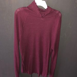 Free People Burgundy Knit Intimately Turtleneck